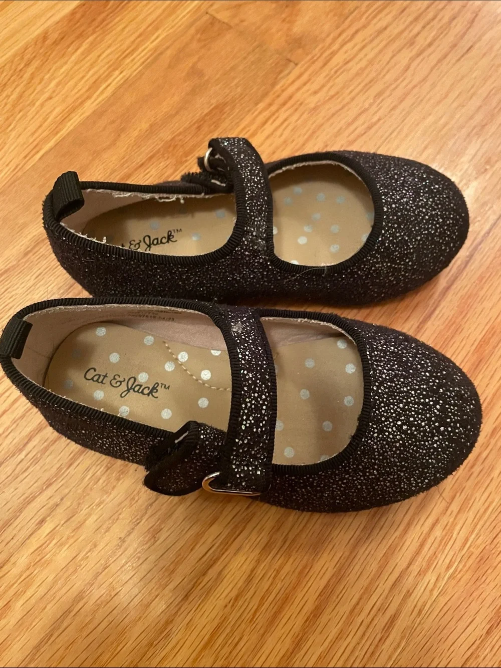 Cat & Jack Black Glitter Mary Janes with Bow